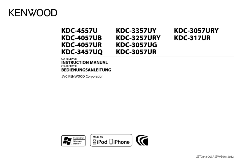 Page n°1 - Manuel utilisateur Kenwood KDC-3457UQ
