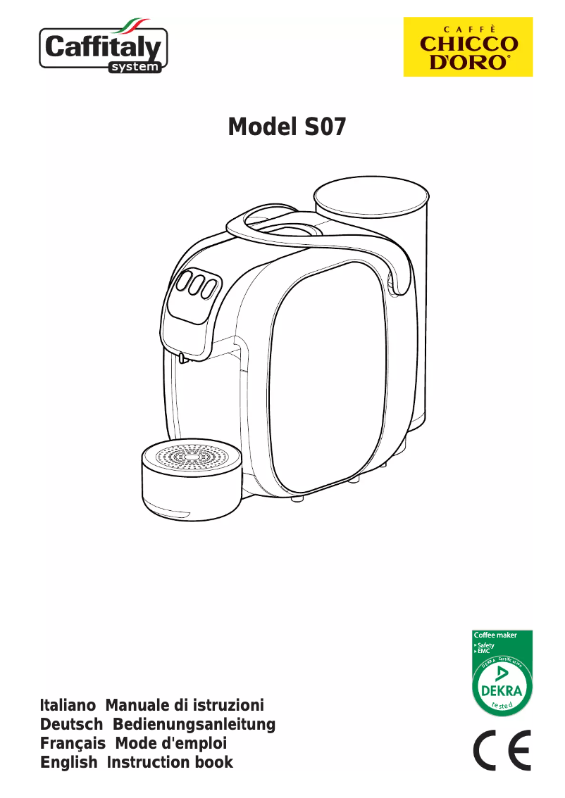 Page 1 de la notice Manuel utilisateur Caffitaly Murex S07
