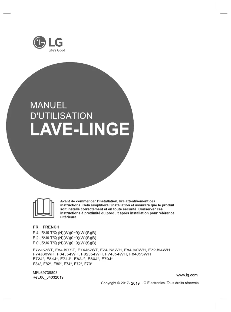 Page 1 de la notice Manuel utilisateur LG F74J53WH