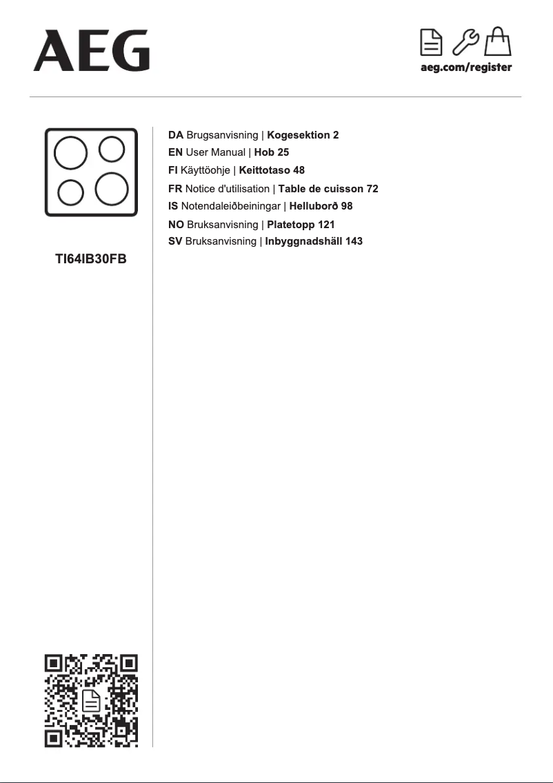Page n°1 - Manuel utilisateur AEG TI64IB30FB