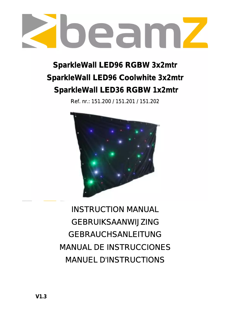 Page n°1 - Manuel utilisateur BeamZ SparkleWall 151.200