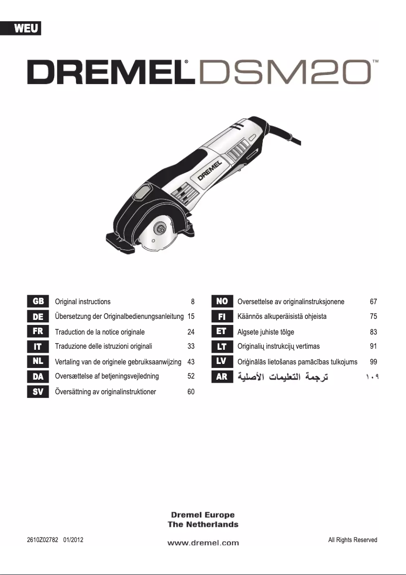 Page 1 de la notice Manuel utilisateur Dremel DSM20