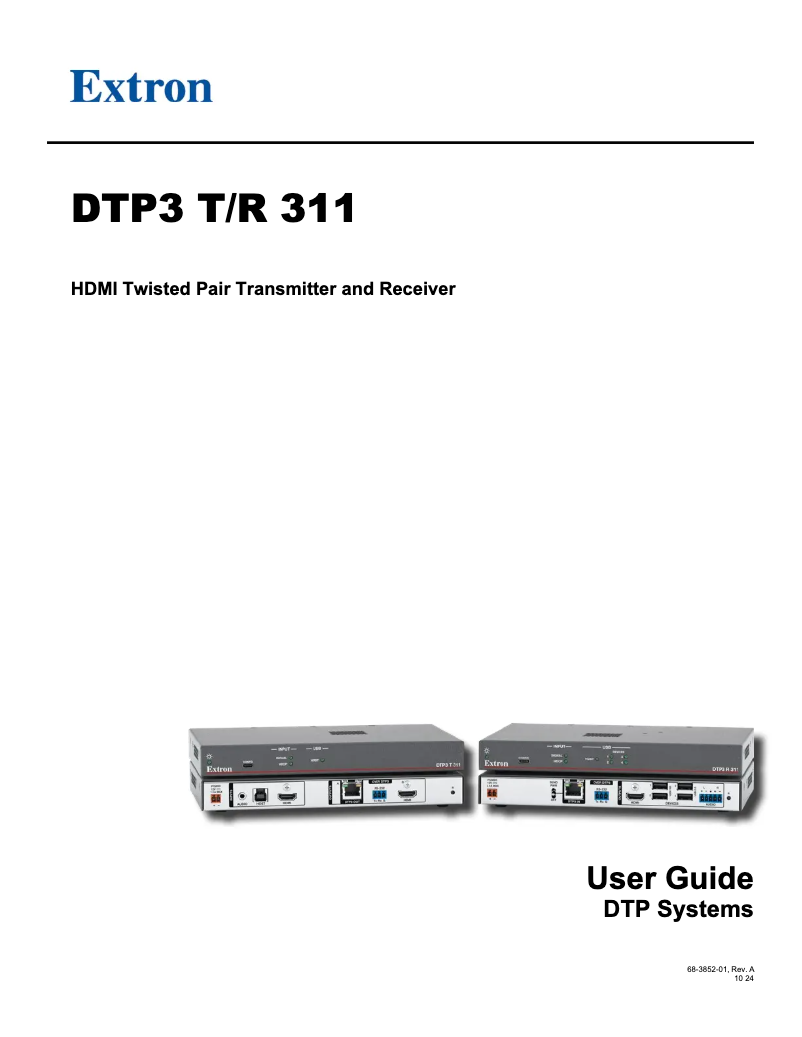 Page 1 de la notice Manuel utilisateur Extron DTP3 R 311