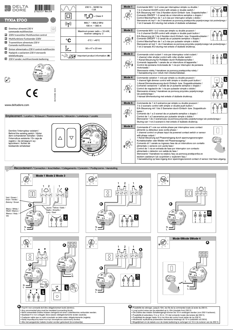 Page 1 de la notice Guide d'installation Delta Dore Tyxia 2700