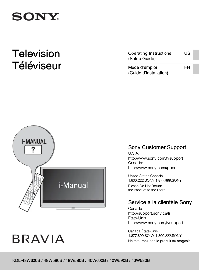 Page n°1 - Manuel utilisateur Sony Bravia KDL-40W580B