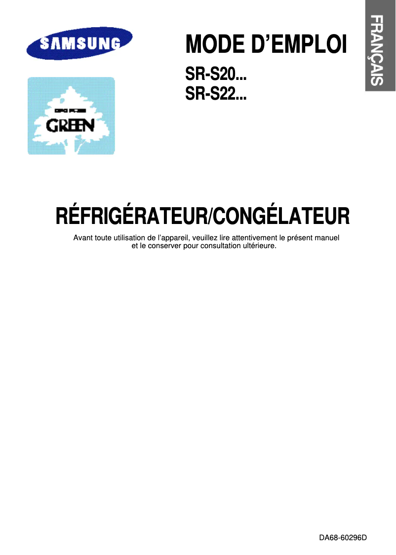 Page 1 de la notice Manuel utilisateur Samsung SR-S20DTLAS