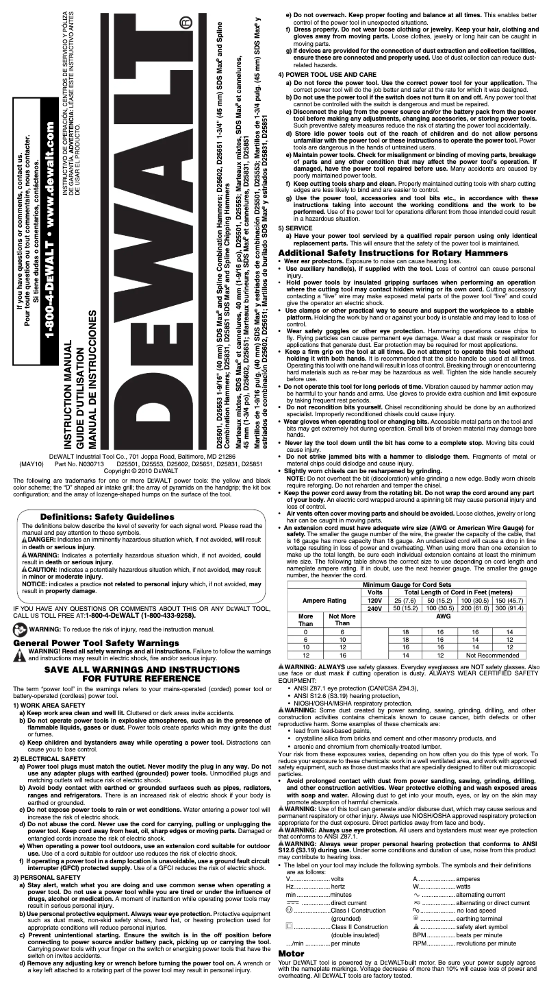 Page 1 de la notice Manuel utilisateur DeWalt DW508S
