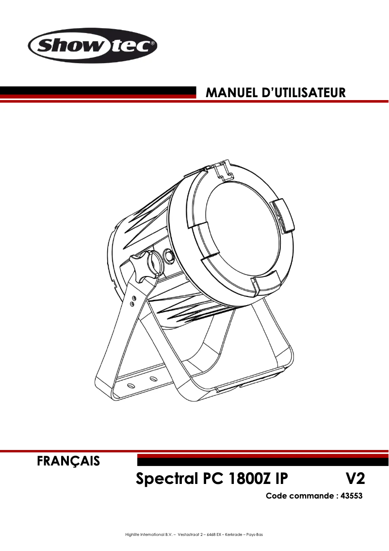Page n°1 - Manuel utilisateur Showtec Spectral PC 1800Z