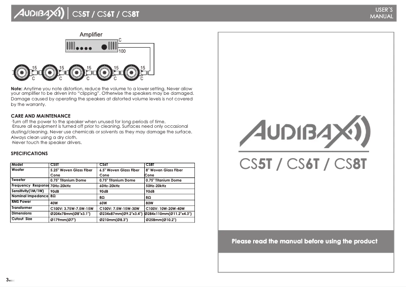 Page n°1 - Manuel utilisateur Audibax CS5T