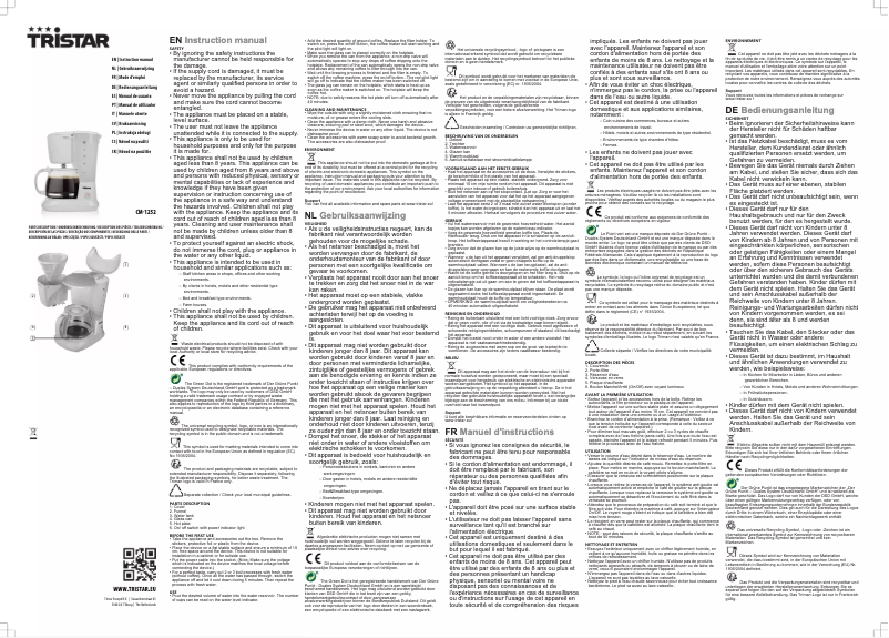 Page n°1 - Manuel utilisateur TriStar CM-1252