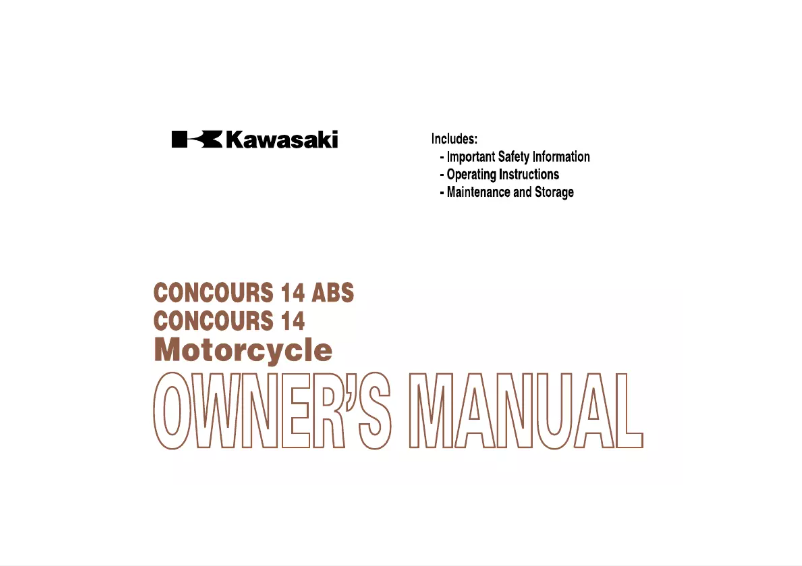 Page n°1 - Manuel utilisateur Kawasaki Concours 14