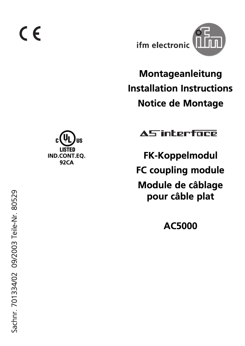 Page 1 de la notice Manuel utilisateur IFM AC5000