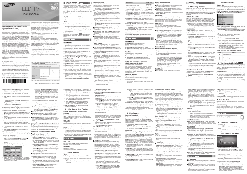 Page 1 de la notice Manuel utilisateur Samsung UN26EH4000