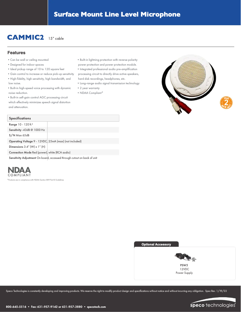 Image de la première page du manuel de l'appareil CAMMIC2