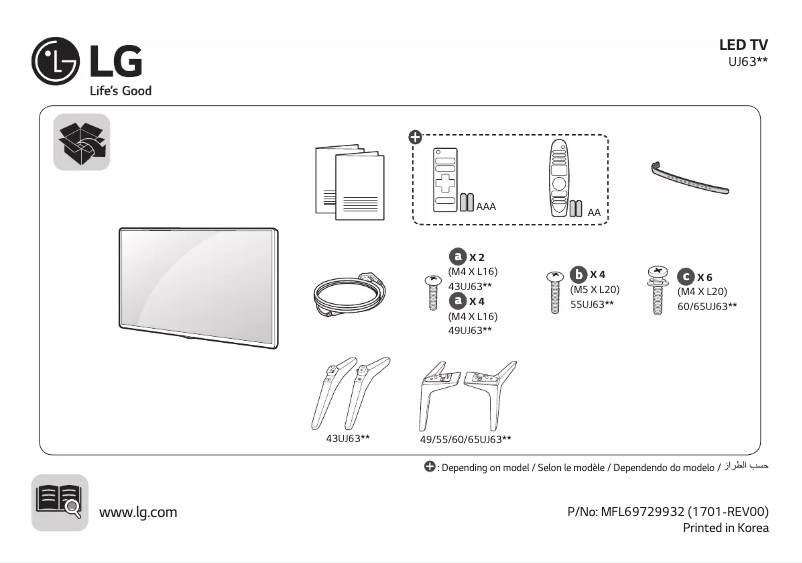 Page n°1 - Manuel utilisateur LG 60UJ630V