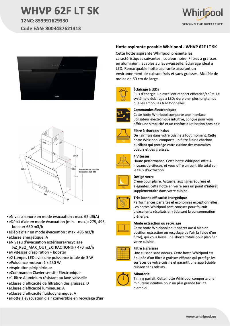 Image de la première page du manuel de l'appareil WHVP 62F LT SK