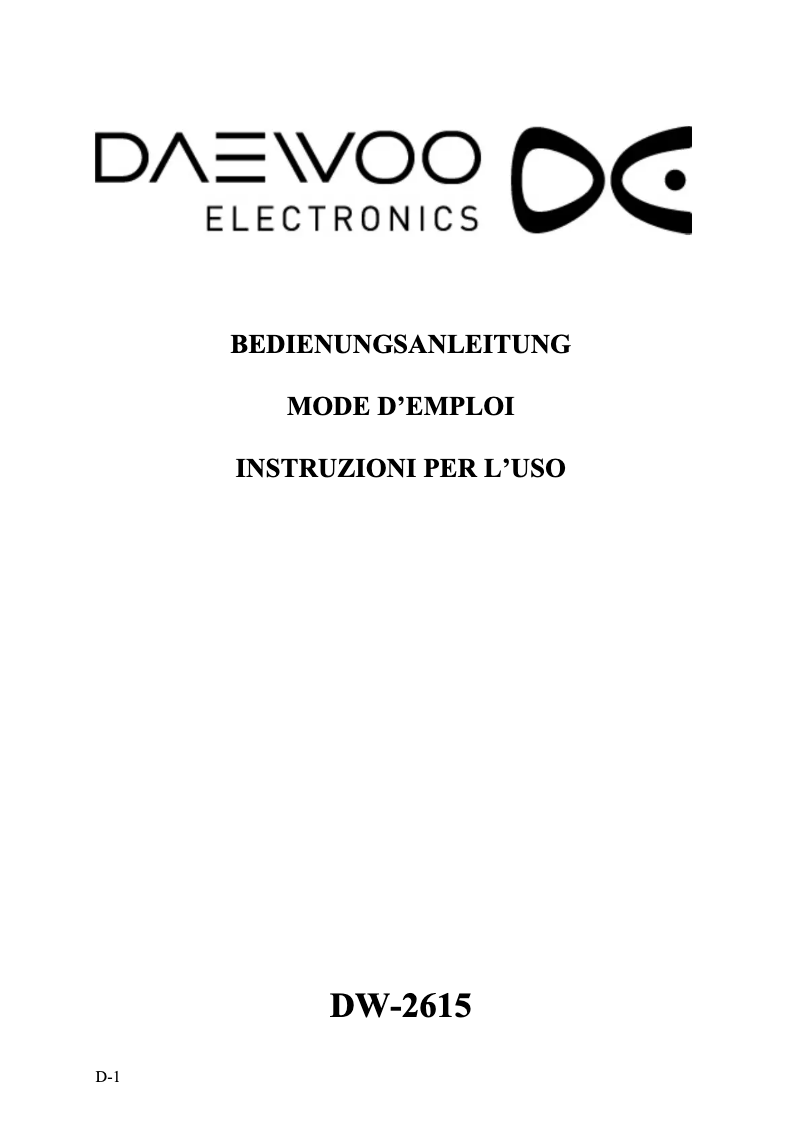 Image de la première page du manuel de l'appareil DW-2615