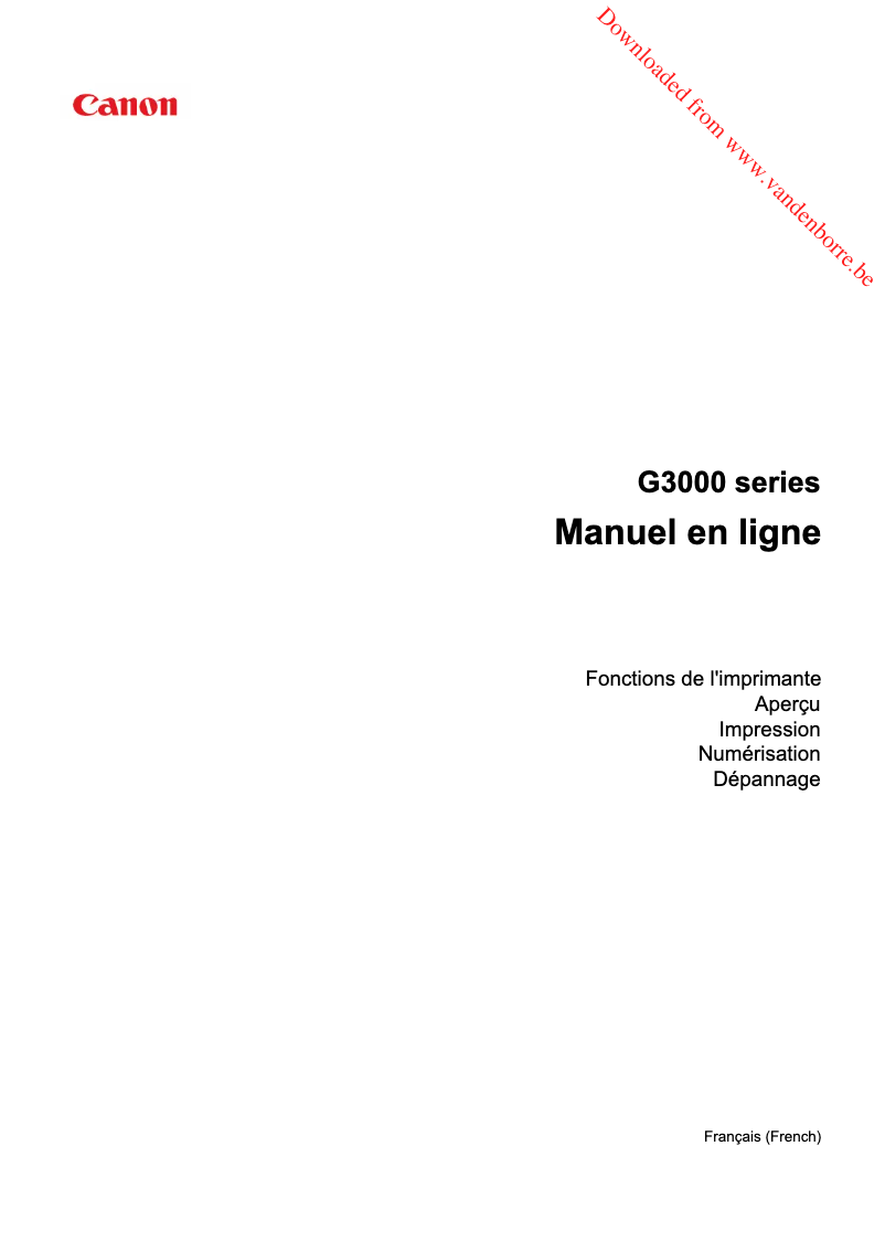 Image de la première page du manuel de l'appareil Pixma G3501