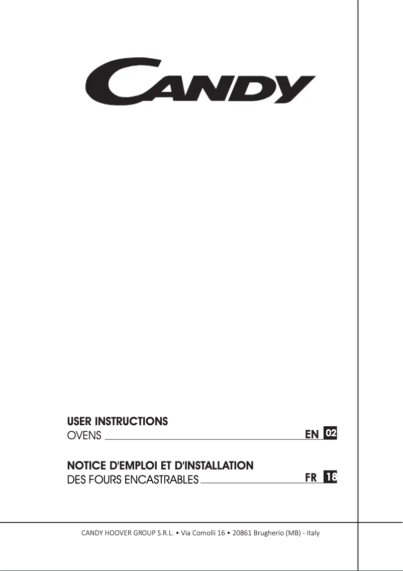 Page n°1 - Manuel utilisateur Candy FCP876X/1