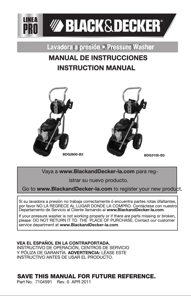 Page 1 of the manual User Manual Black & Decker BDG2600-B3