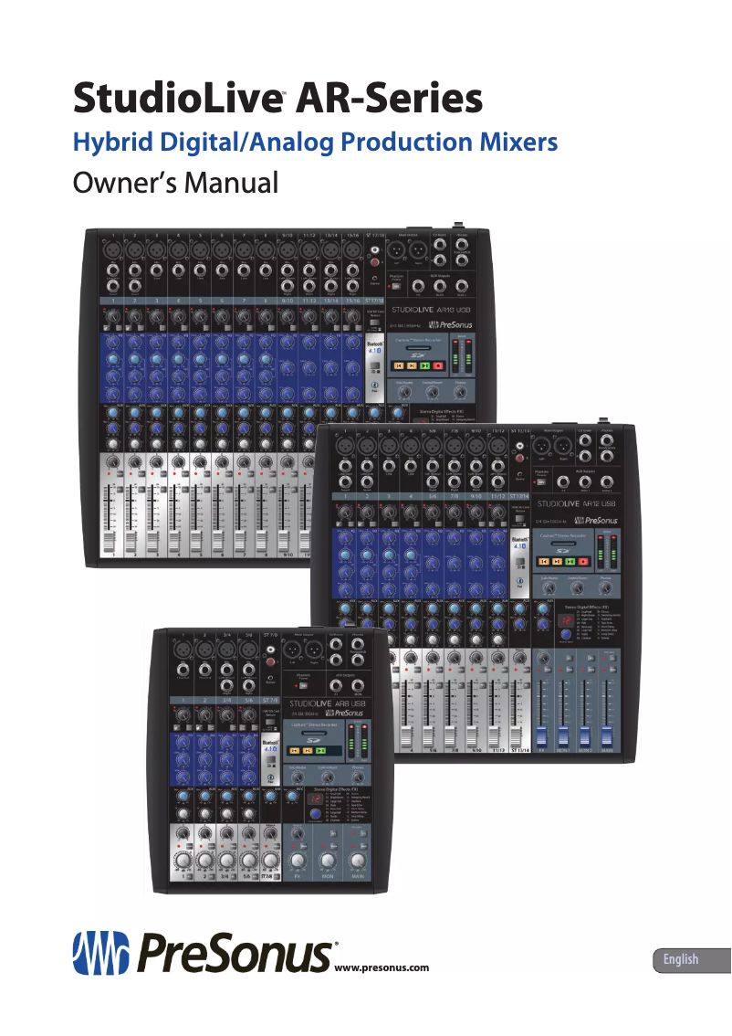 Page n°1 - Manuel utilisateur PreSonus StudioLive AR12 USB