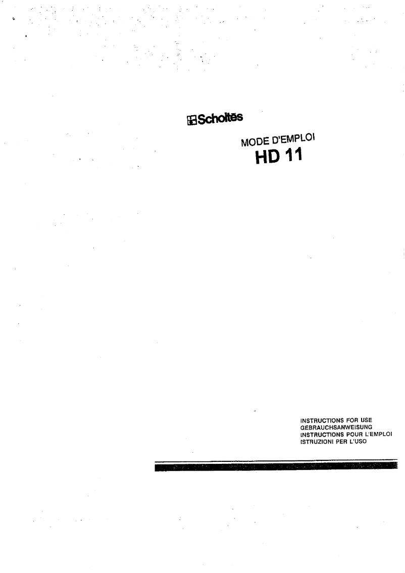 Image de la première page du manuel de l'appareil HD 11