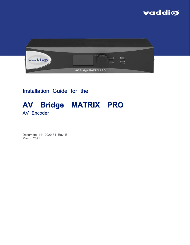 Image de la première page du manuel de l'appareil AV Bridge MATRIX PRO