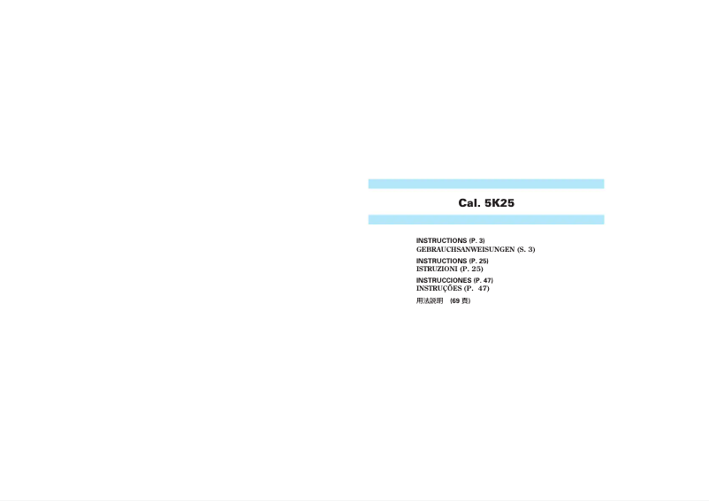 Page n°1 - Manuel utilisateur Seiko 5K25