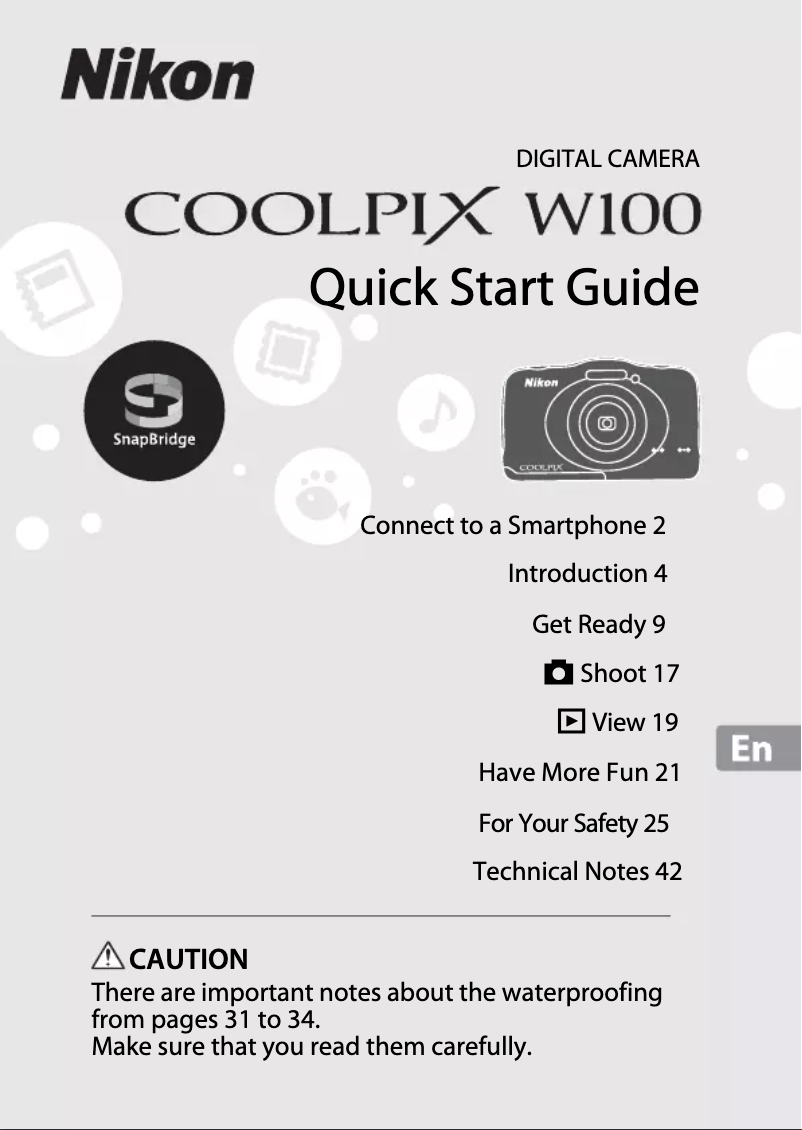 Imagen de la primera página del manual del dispositivo Coolpix W100