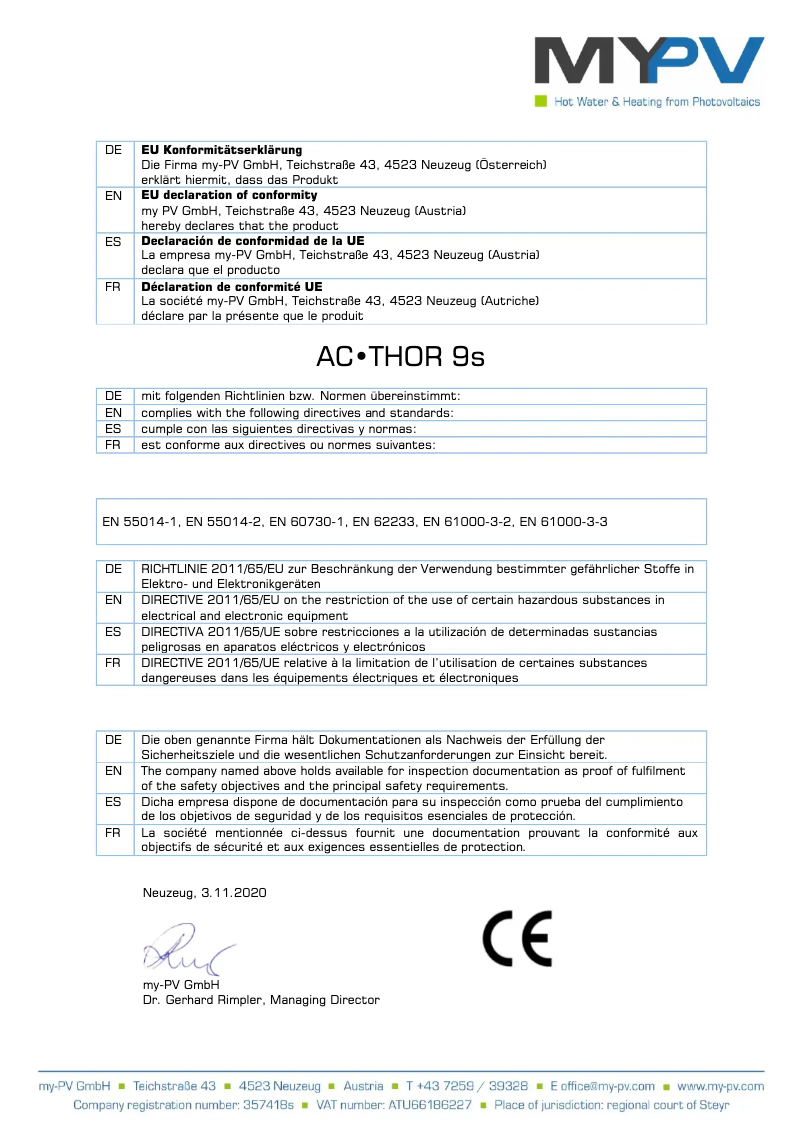 Page 1 de la notice Guide d'installation My-PV AC•THOR 9s