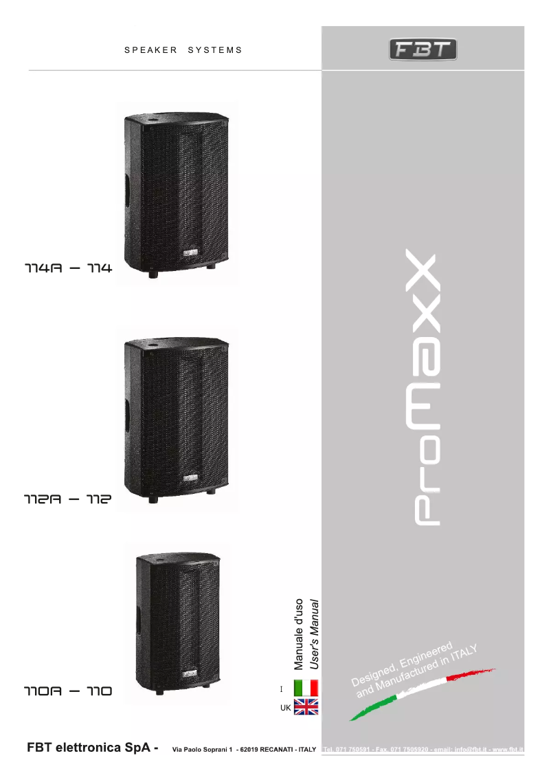 Image de la première page du manuel de l'appareil PROMaxX 110A