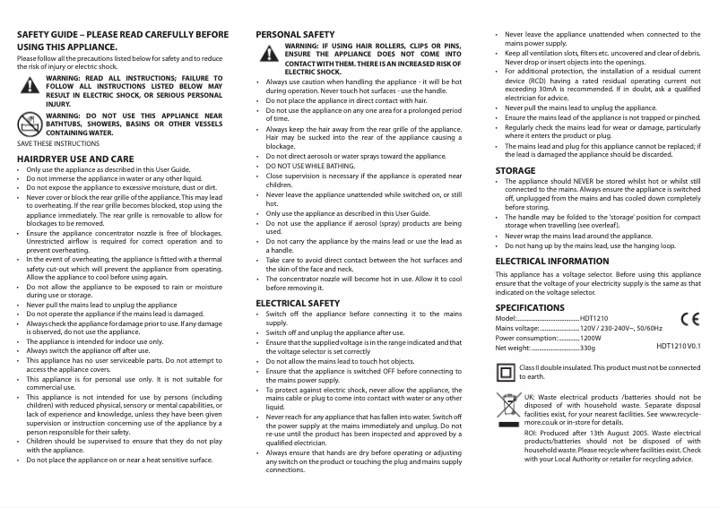 Página 1 del manual Manual de usuario Tesco Value