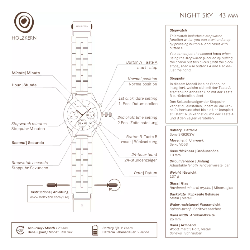 Page 1 de la notice Manuel utilisateur Holzkern Starlight
