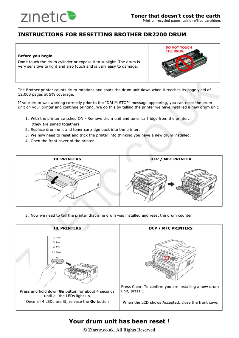 Page n°1 - Manuel utilisateur Brother DR-2300