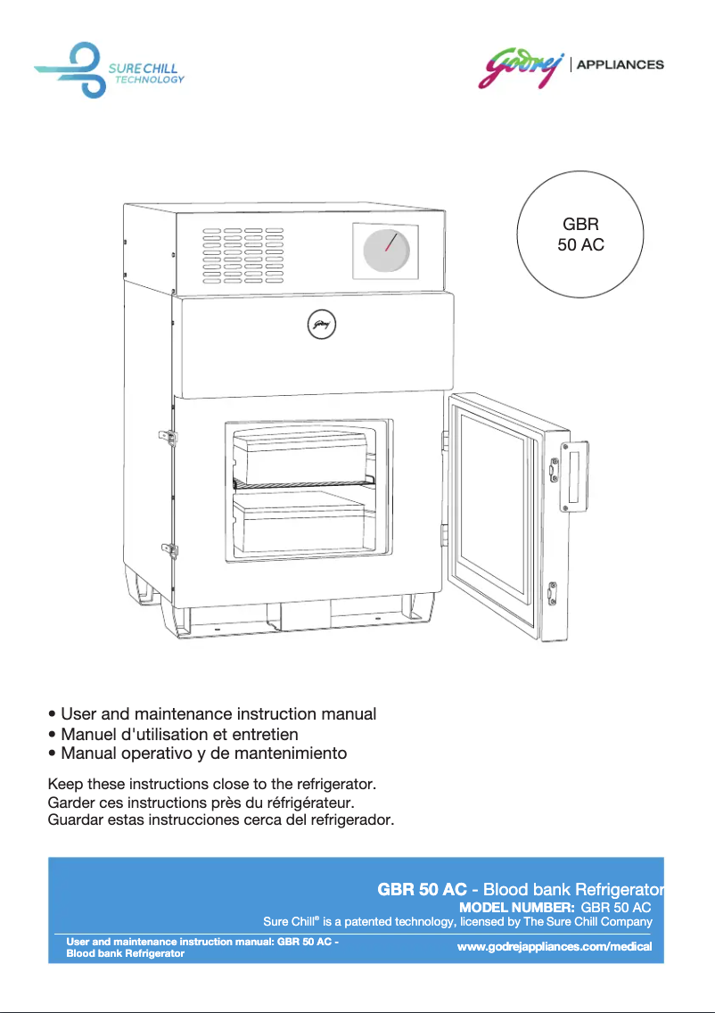 Page n°1 - Manuel utilisateur Godrej GBR 50 AC