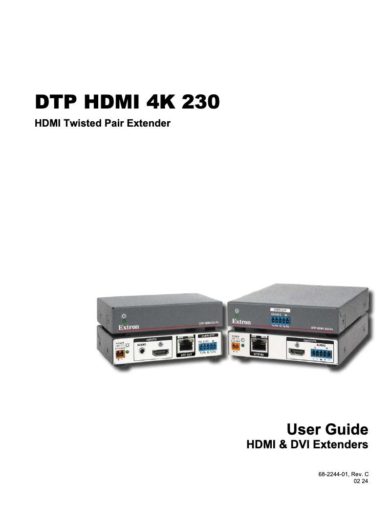 Page n°1 - Manuel utilisateur Extron DTP HDMI 4K 230 RX