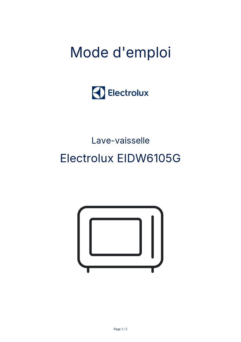 Image de la première page du manuel de l'appareil EIDW6105G