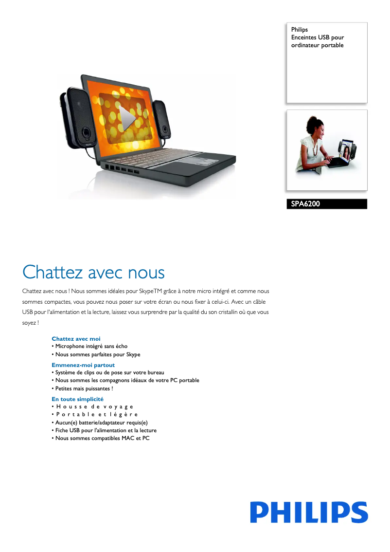 Page n°1 - Fiche technique Philips SPA6200