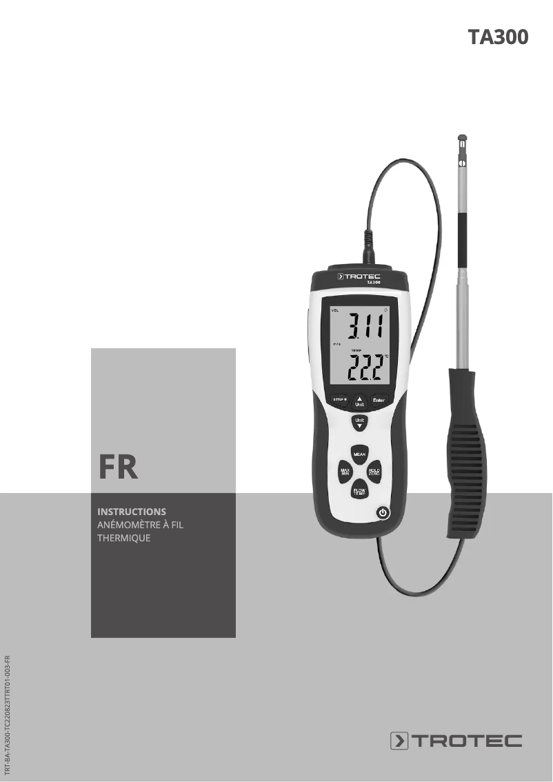 Page 1 de la notice Manuel utilisateur Trotec TA300