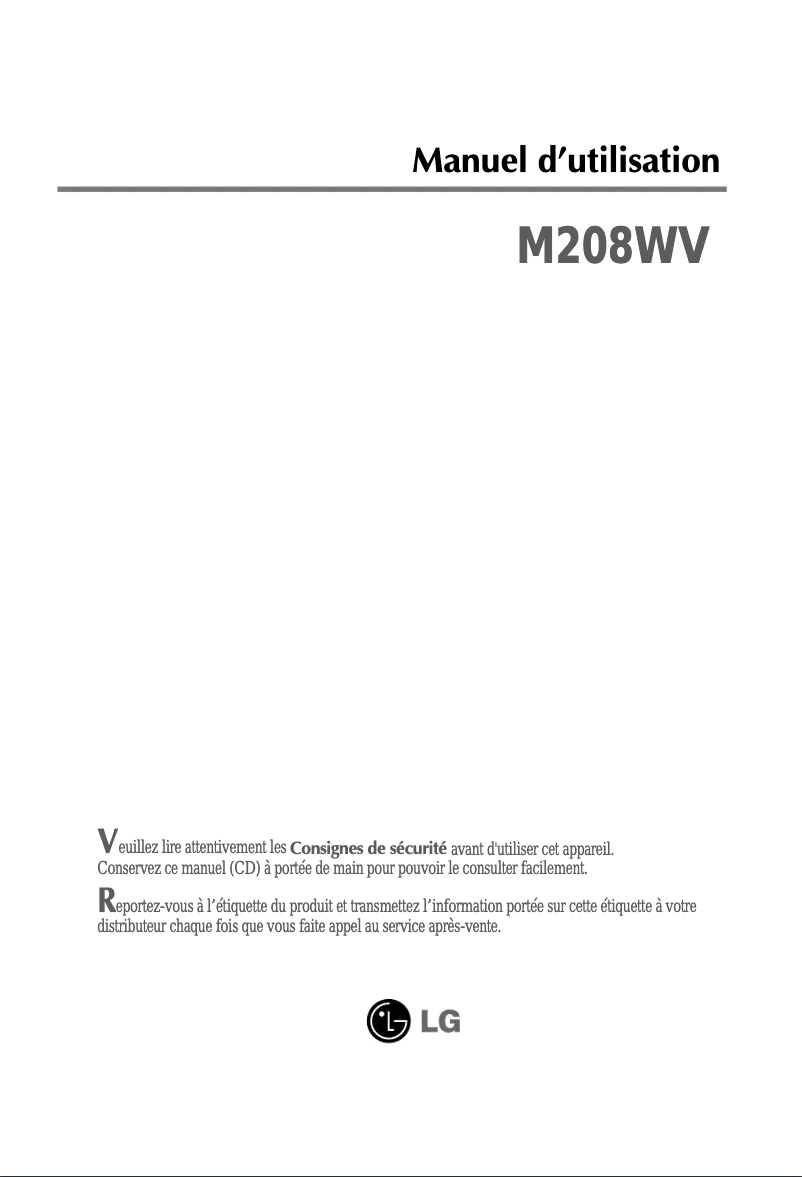 Image de la première page du manuel de l'appareil M208WV