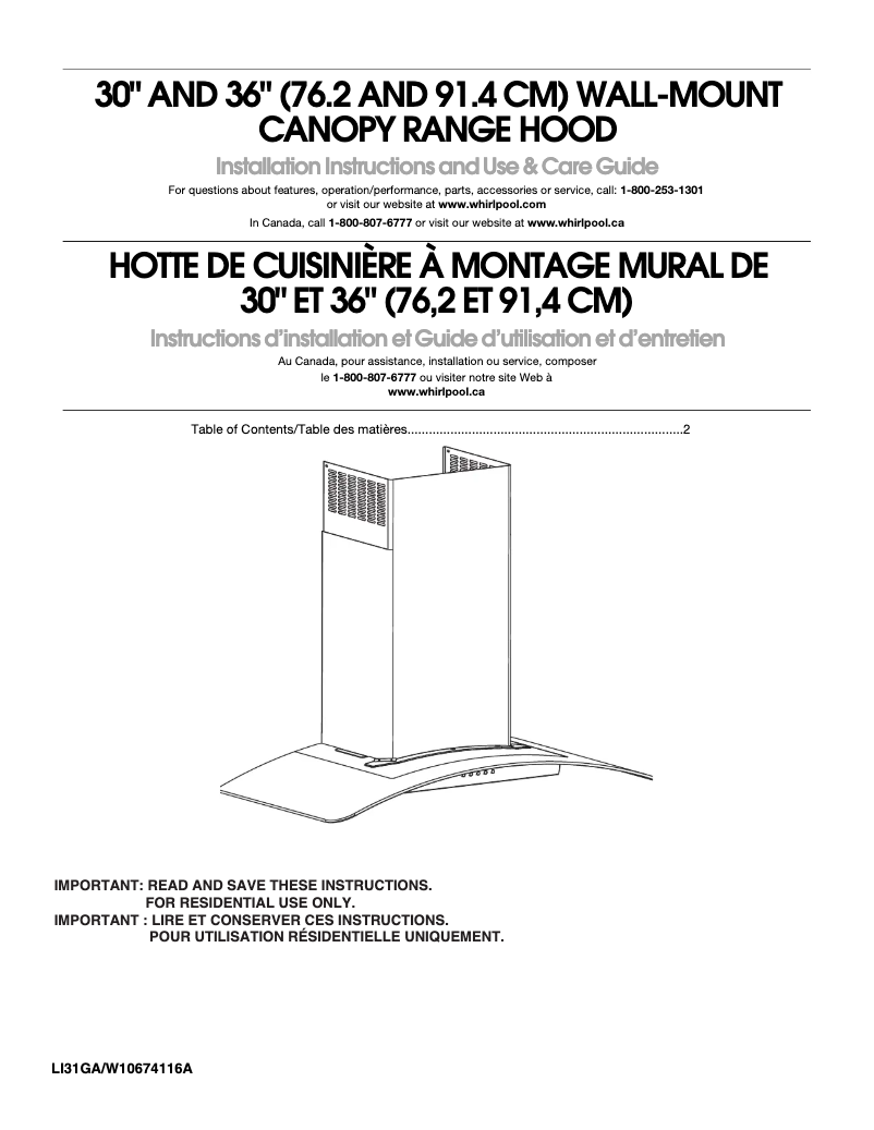 Page 1 de la notice Guide d'installation Whirlpool WVW75UC6DS
