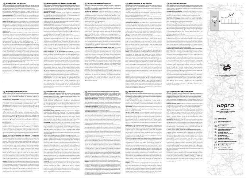 Page n°1 - Manuel utilisateur Hapro Zenith 6.6