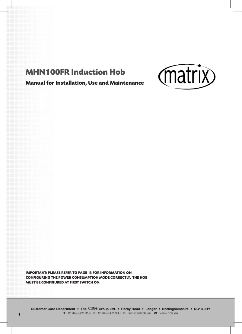 Page n°1 - Manuel utilisateur Matrix MHN100FR