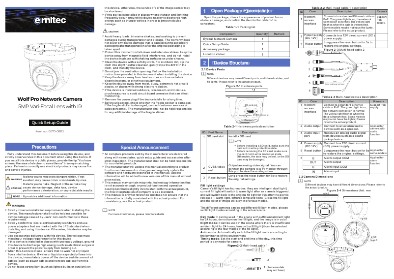 Page n°1 - Manuel utilisateur Ernitec Wolf Pro