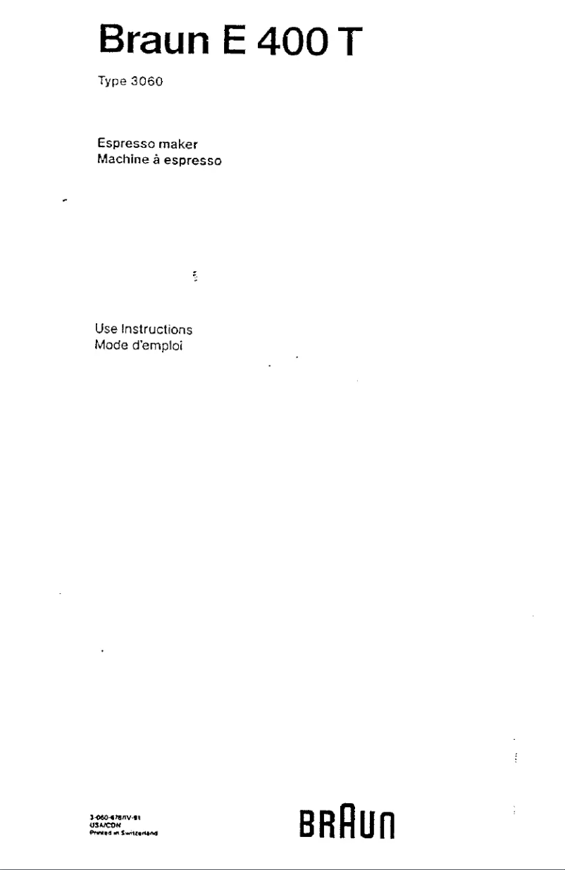 Page n°1 - Manuel utilisateur Braun E 400T