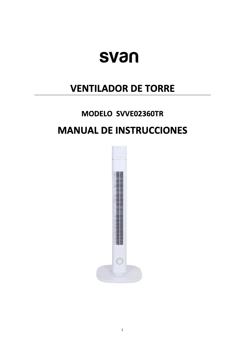 Página 1 del manual Manual de usuario SVAN SVVE02360TR