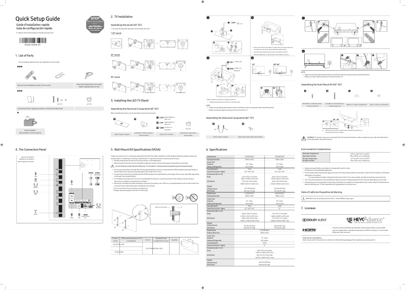 Page 1 de la notice Manuel utilisateur Samsung HG50NT690UF
