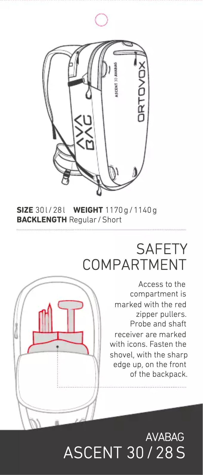 Page 1 de la notice Manuel utilisateur Ortovox Ascent 30