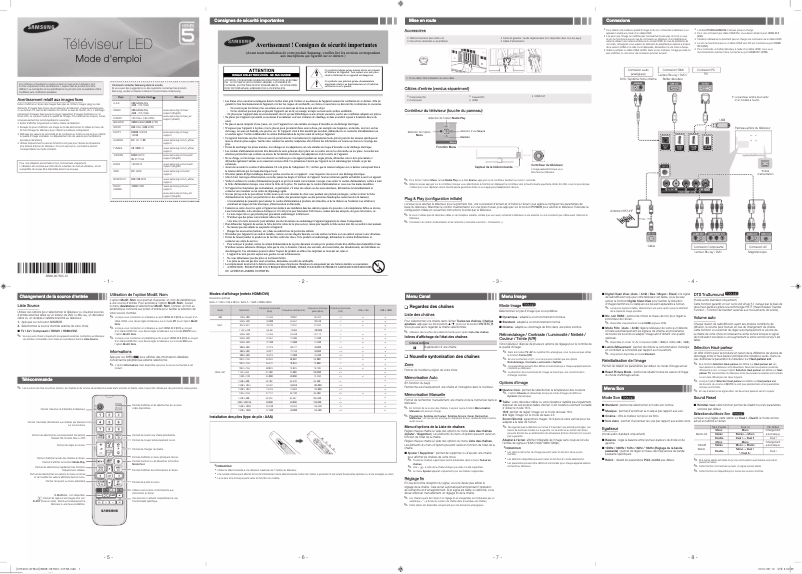 Image de la première page du manuel de l'appareil UA48H5003AR