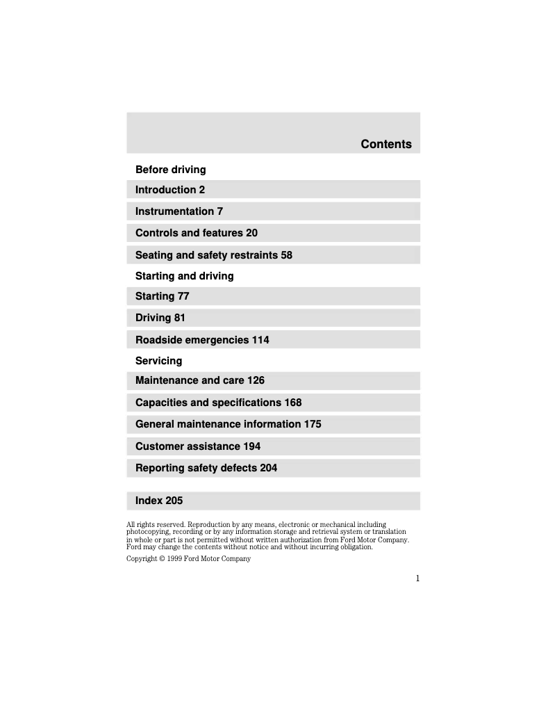 Page 1 de la notice Manuel utilisateur Ford F-650 (2000)